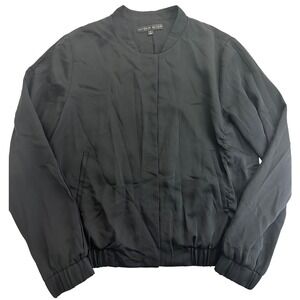 Antonio‎ Melani Black Bomber Jacket Women's Size Small Collared Snap Button